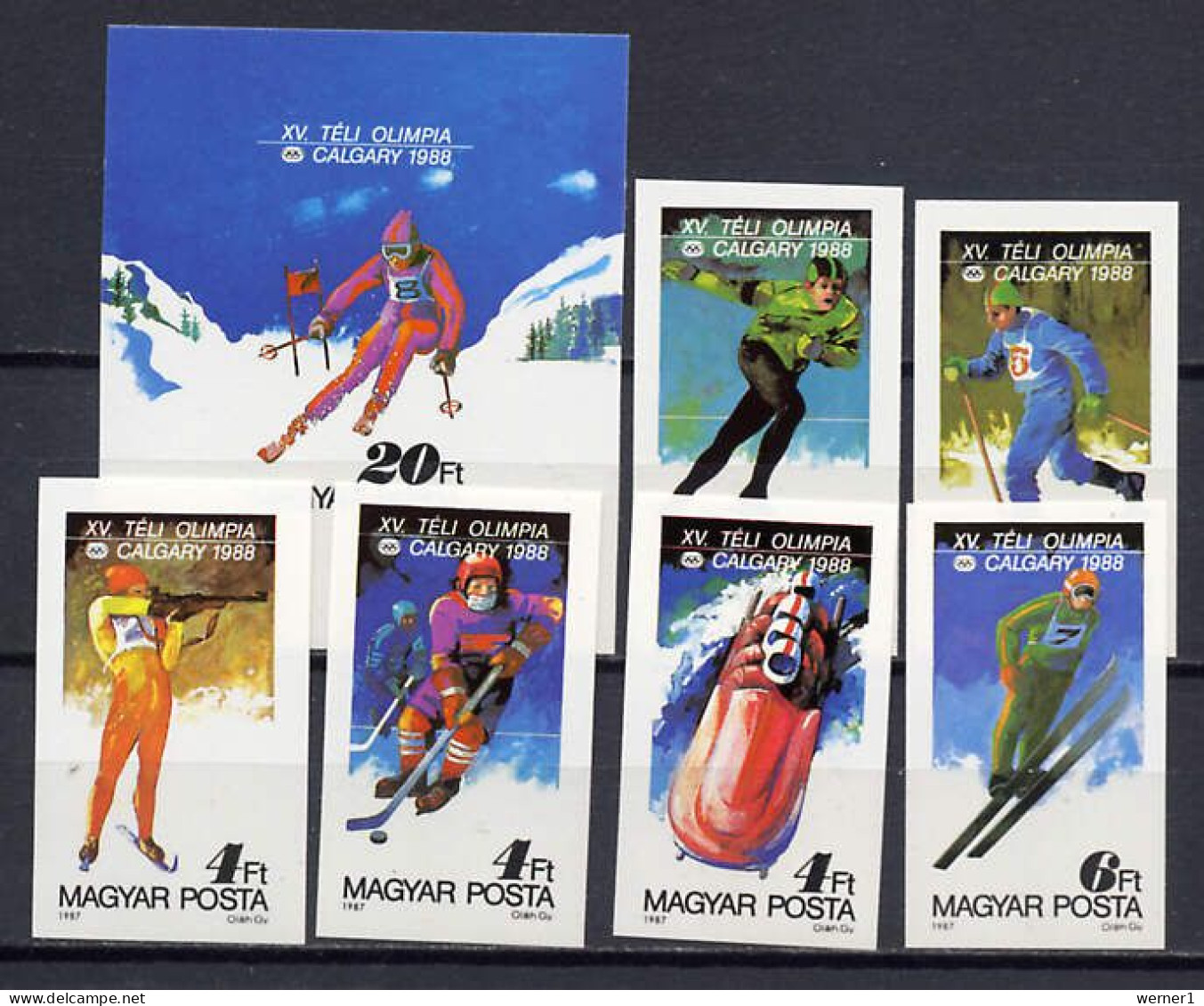 Hungary 1987 Olympic Games Calgary Set Of 6 + S/s Imperf. MNH -scarce- - Winter 1988: Calgary