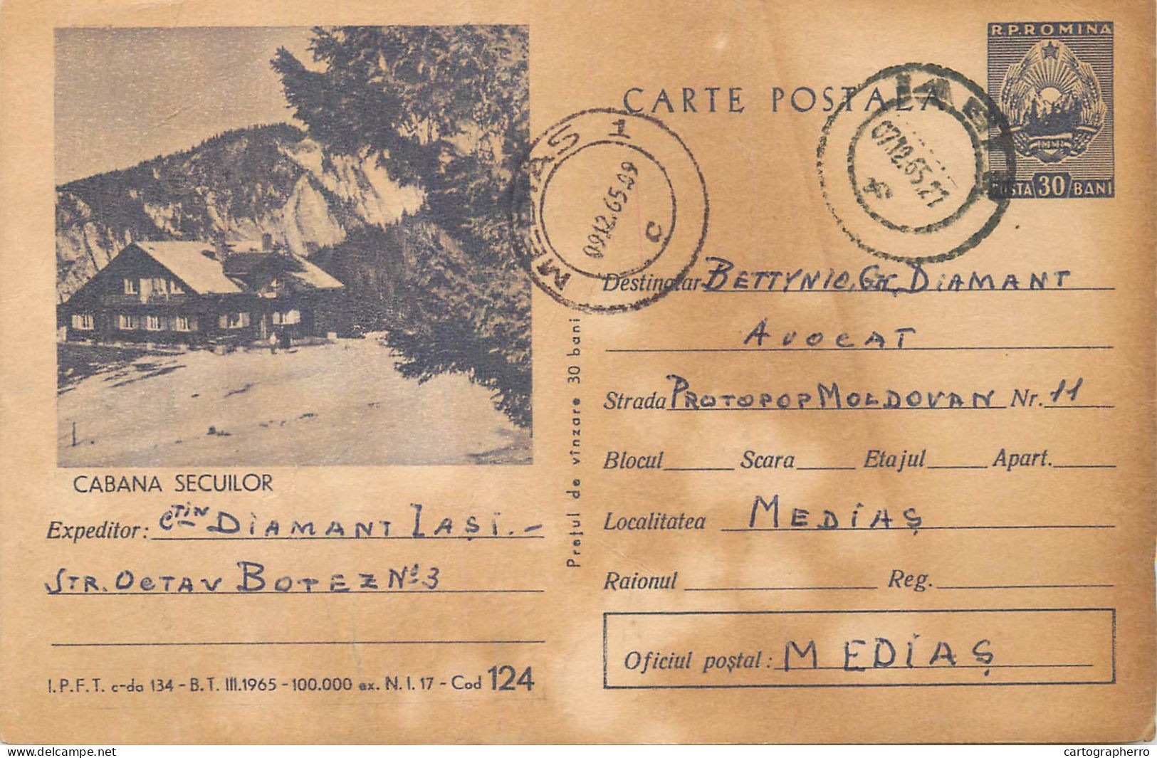 Postal Stationery Postcard Romania Cabana Secuilor - Rumania