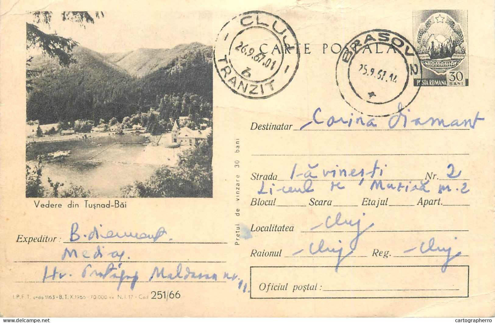 Postal Stationery Postcard Romania Tusnad Baths - Rumania