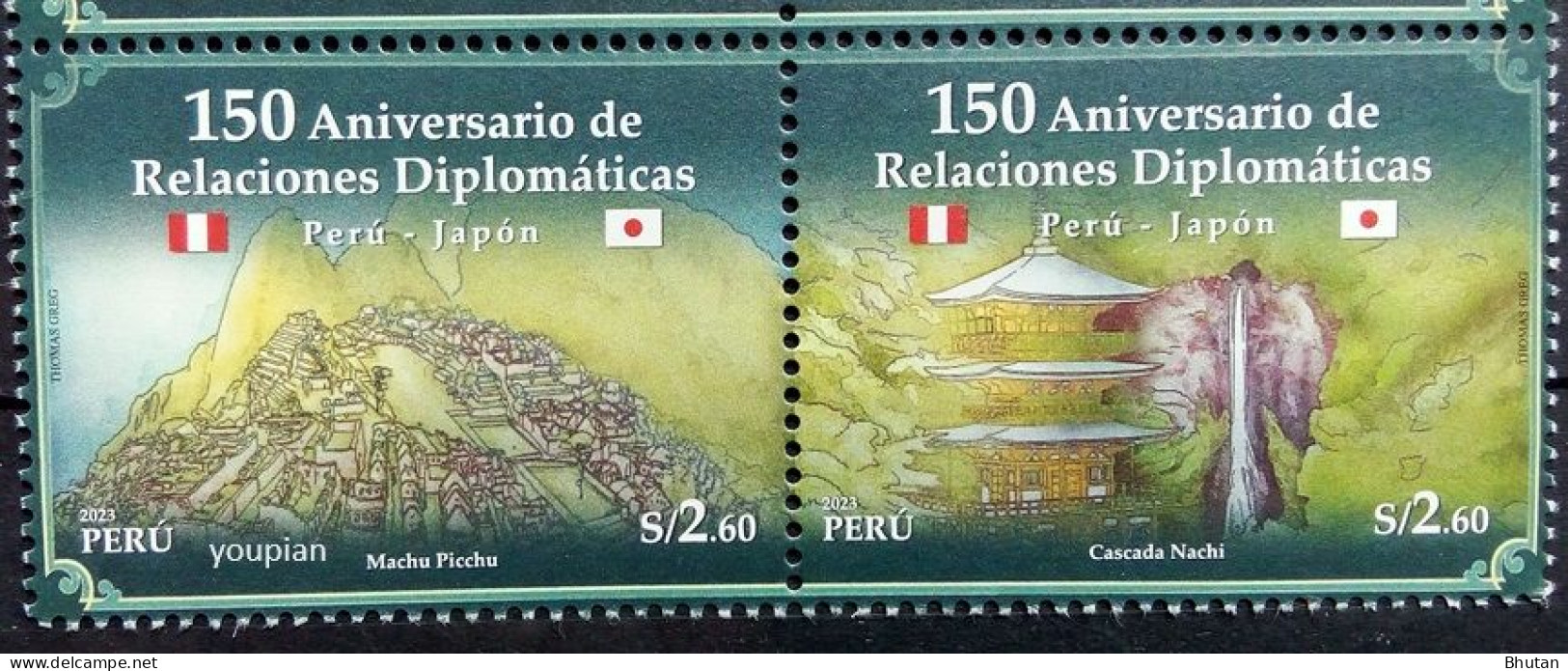 Peru 2023, 150 Years Diplomatic Relations With Japan, MNH Stamps Strip - Perù