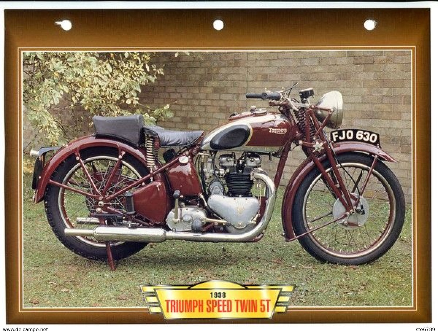 TRIUMPH SPEED TWIN 5T 1938  Technique  Illustrée Documentée  Motos Anciennes Fiche  Moto - Sports