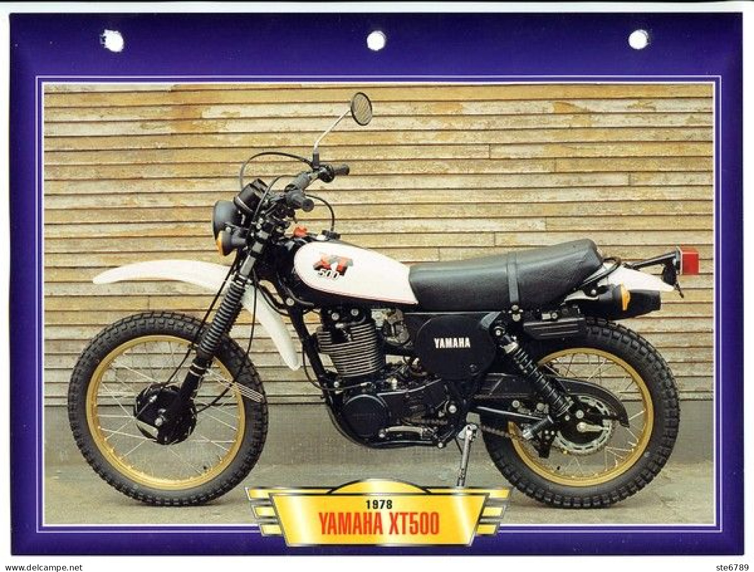 YAMAHA XT500 1978   Technique  Illustrée Documentée  Motos Tout Terrain Sport Fiche  Moto - Deportes