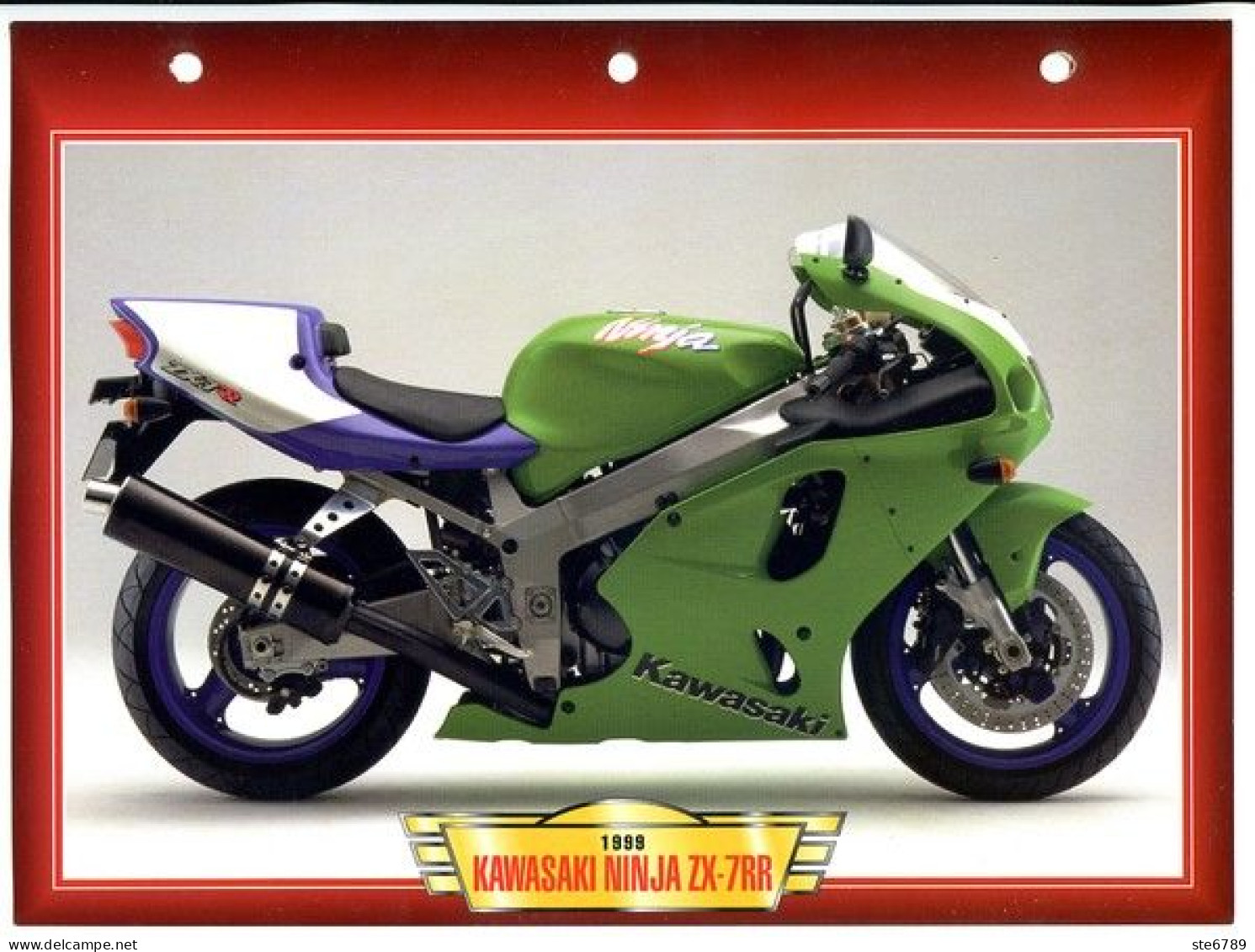 KAWASAKI NINJA ZX 7RR  1999   Technique  Illustrée Documentée  Motos Sportives Sport Fiche  Moto - Sport