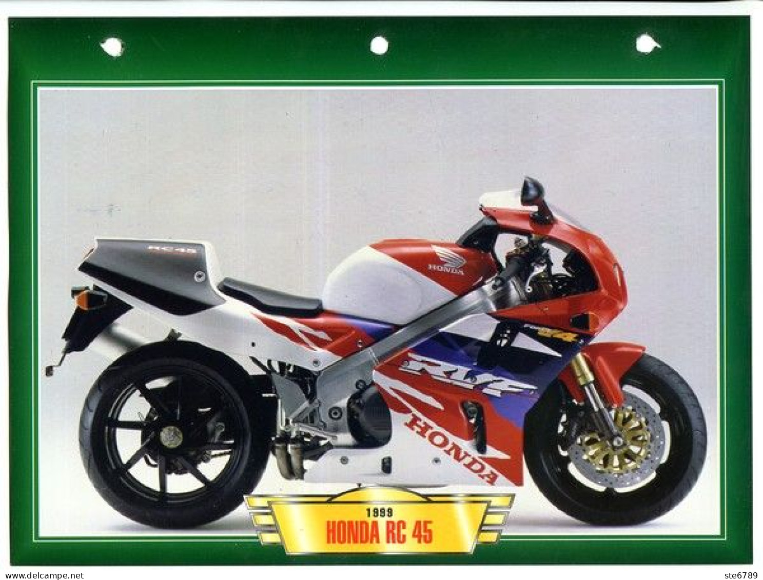 HONDA RC 45 1999  Technique  Illustrée Documentée  Motos De Course Fiche  Moto - Sport