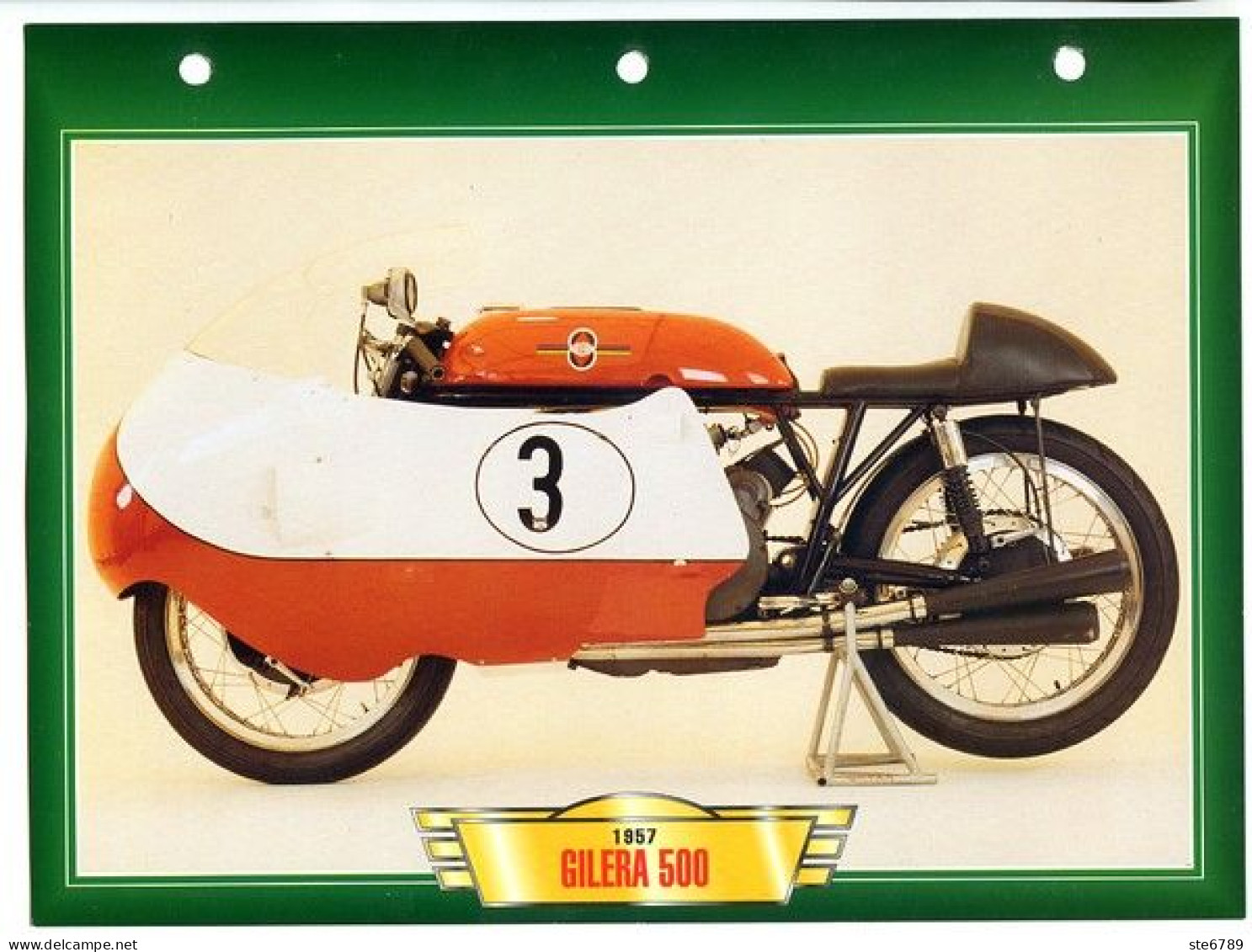 GILERA 500 1957 Technique  Illustrée Documentée  Motos De Course Fiche  Moto - Sports