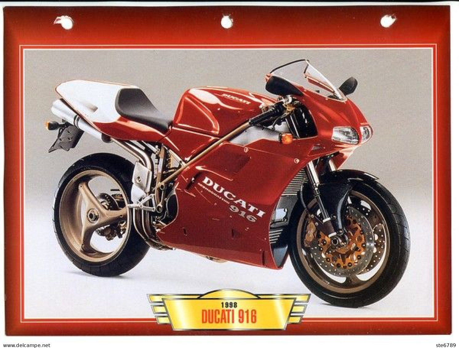 DUCATI 916  1998  Technique  Illustrée Documentée  Motos Sportives Sport Fiche  Moto - Deportes
