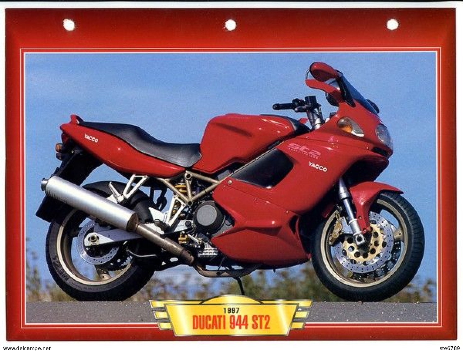 DUCATI 944 ST2  1997  Technique  Illustrée Documentée  Motos Sportives Sport Fiche  Moto - Sport