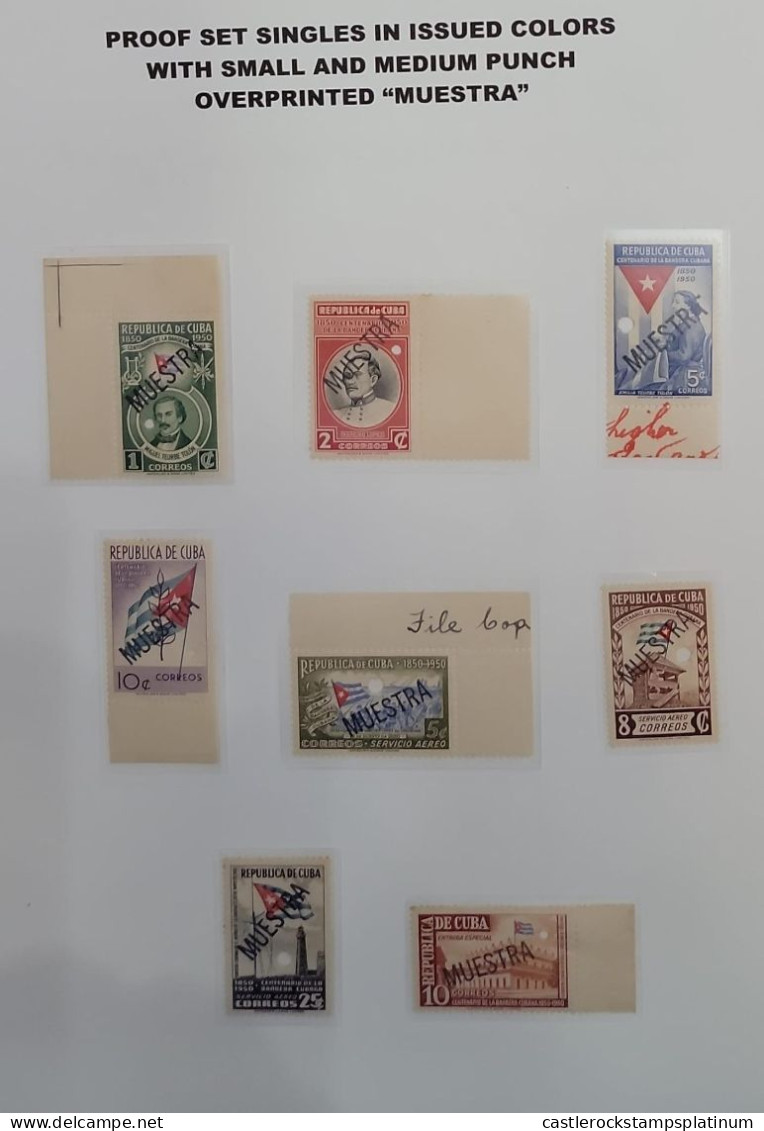 O) 1951 CUBA, IMPERFORATE MUESTRA - SPECIMEN, MANUSCRIPT CANCELLATION, MIGUEL TEURBE TOLON AND FLAG, NARCISO LOPEZ. EMIL - Otros & Sin Clasificación