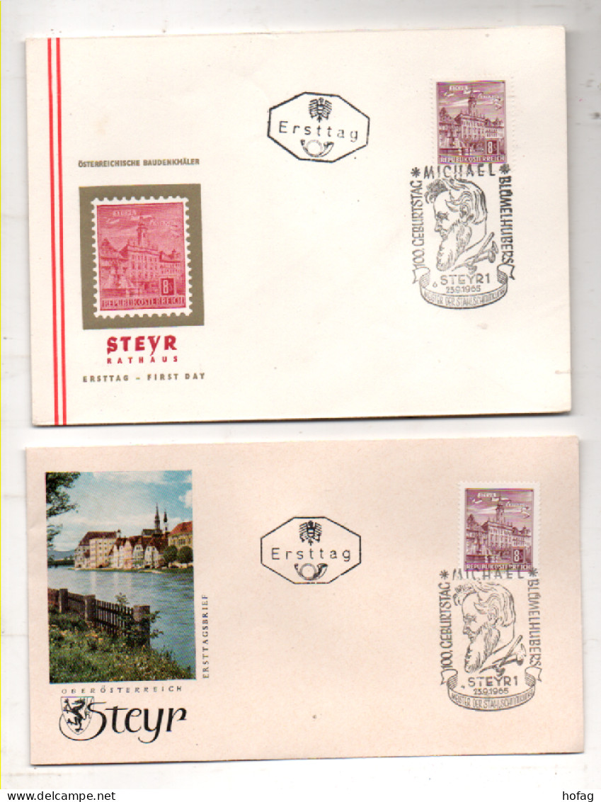 Österreich 1965 MiNr.: 1194by Steyr 2 Briefe Ersttag; Austria FDC Scott: 701  YT: 959BA Sg: 1321 - FDC