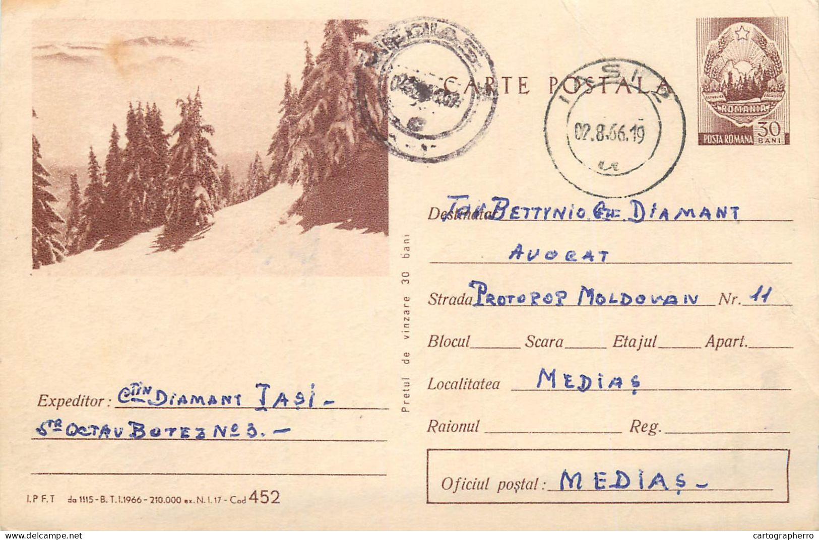 Postal Stationery Postcard Romania Mountain Landscape Trees - Rumania