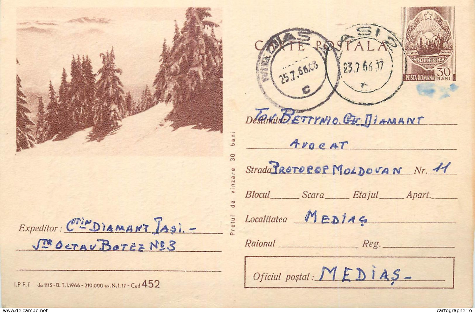 Postal Stationery Postcard Romania Mountain Landscape Trees - Rumania