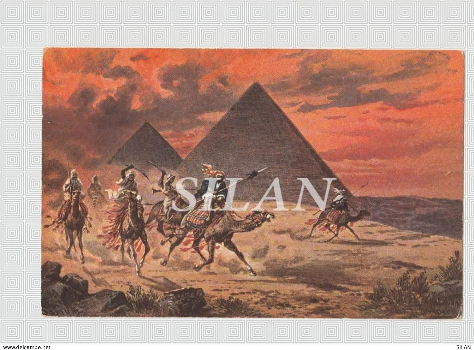 Postal Antigua De Egipto, El Cairo. Pirámides, Desierto, Río Nilo/Ancient Postcard From Egypt, Cairo. Pyramids, Desert, - Le Caire
