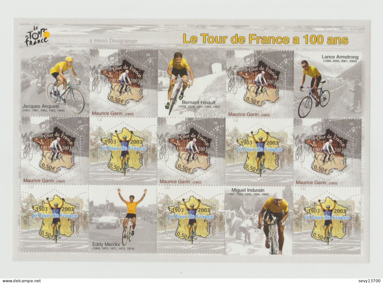 France Année 2003 Bloc Feuillet Yvert Tellier N° BF 59 Le Tour De France à 100 Ans - Neufs