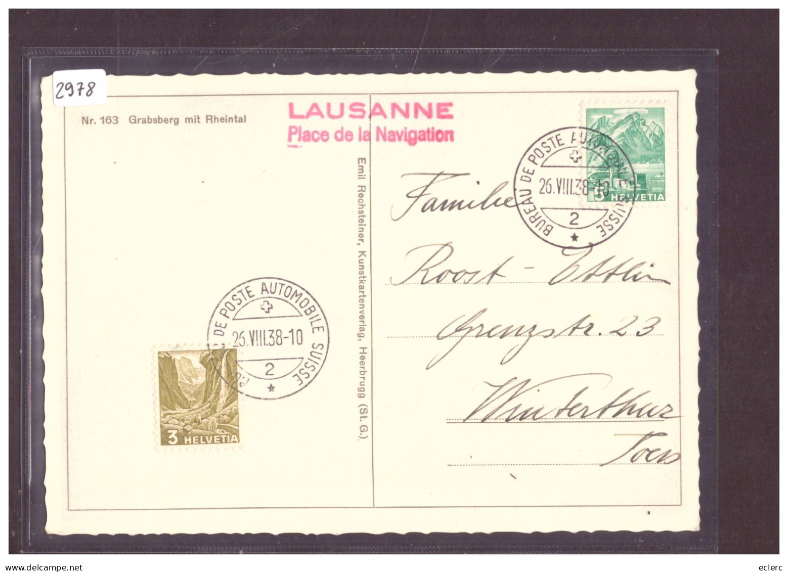 CARTE POSTALE - LAUSANNE - PLACE DE LA NAVIGATION - SCHWEIZ. AUTOMOBIL POSTBUREAU - TB - Postmark Collection