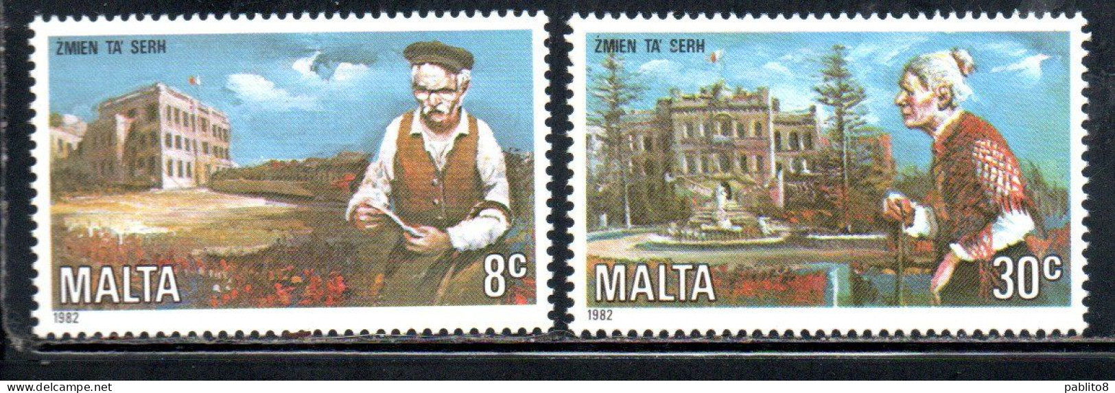 MALTA 1982 MEN AND HOME CARE OF THE ELDERLY YEAR ANNO DELLA CURA PER GLI ANZIANI COMPLETE SET SERIE COMPLETA MNH - Malte