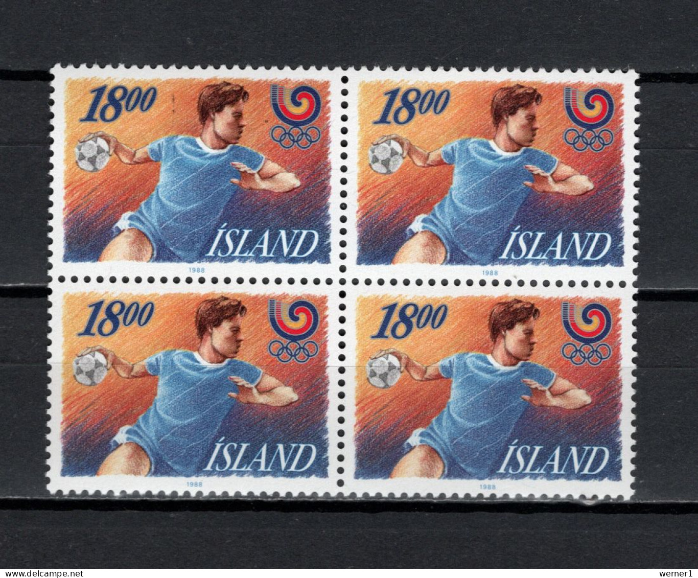 Iceland 1988 Olympic Games Seoul, Handball Block Of 4 MNH - Zomer 1988: Seoel