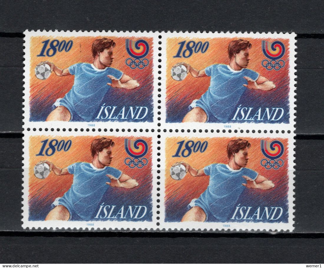 Iceland 1988 Olympic Games Seoul, Handball Block Of 4 MNH - Sommer 1988: Seoul