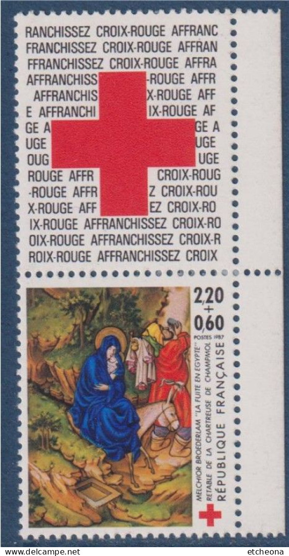 Croix Rouge, Rétable Chartreuse De Champmol, La Fuite En Egypte, 2f20+60c N°2498a Neuf De Carnet Avec Vignette - Unused Stamps