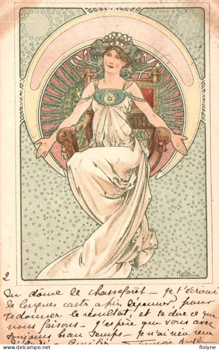 Alphonse MUCHA - Cpa Illustrateur ART NOUVEAU - Femme Jeune Fille Sur Le Trône - Jugendstil - Mucha, Alphonse