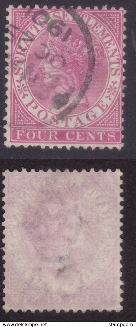 STRAITS SETTLEMENTS 1899 4c Wmk.CA Sc#43 - USED @N435 - Straits Settlements