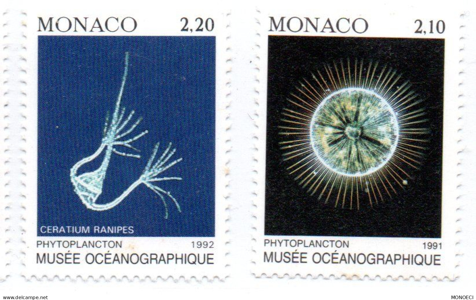 MONACO -- Musée Océanographique -- Phytoplanton --timbres 2 F.10 Et 2 F.20 - Ungebraucht