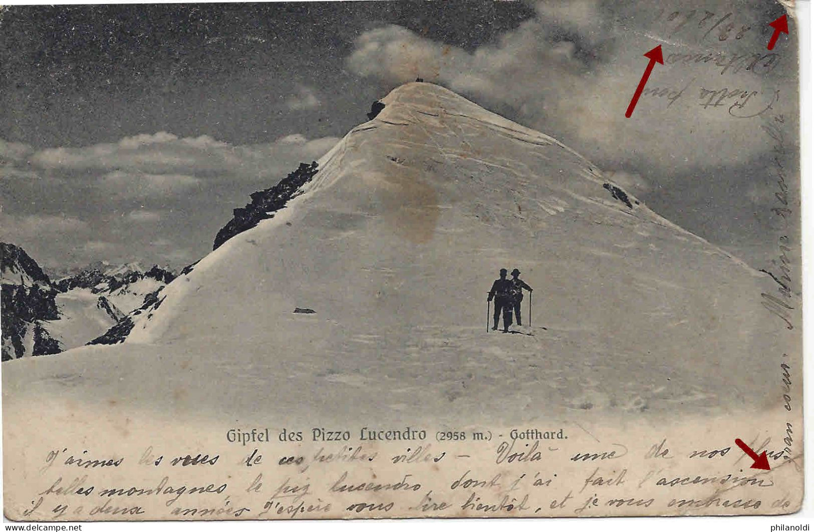 1906 ALTANCA TICINO Cachet Linéaire D'arrivée Sur Carte Saint Gotthard. Gipfel Des Pizzo Lucendro - Poststempel