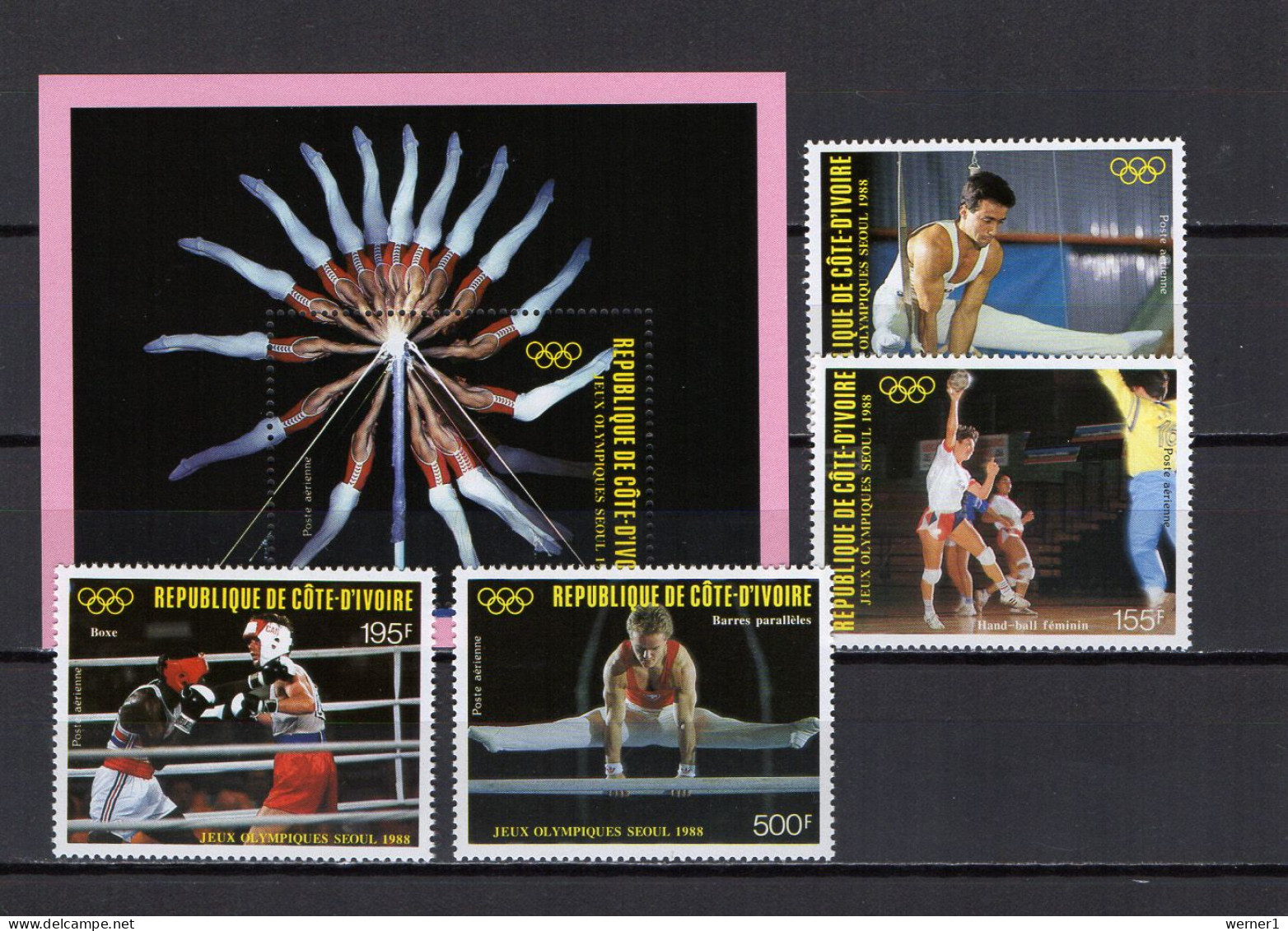 Ivory Coast 1988 Olympic Games Seoul, Athletics, Boxing, Handball Set Of 4 + S/s MNH - Zomer 1988: Seoel