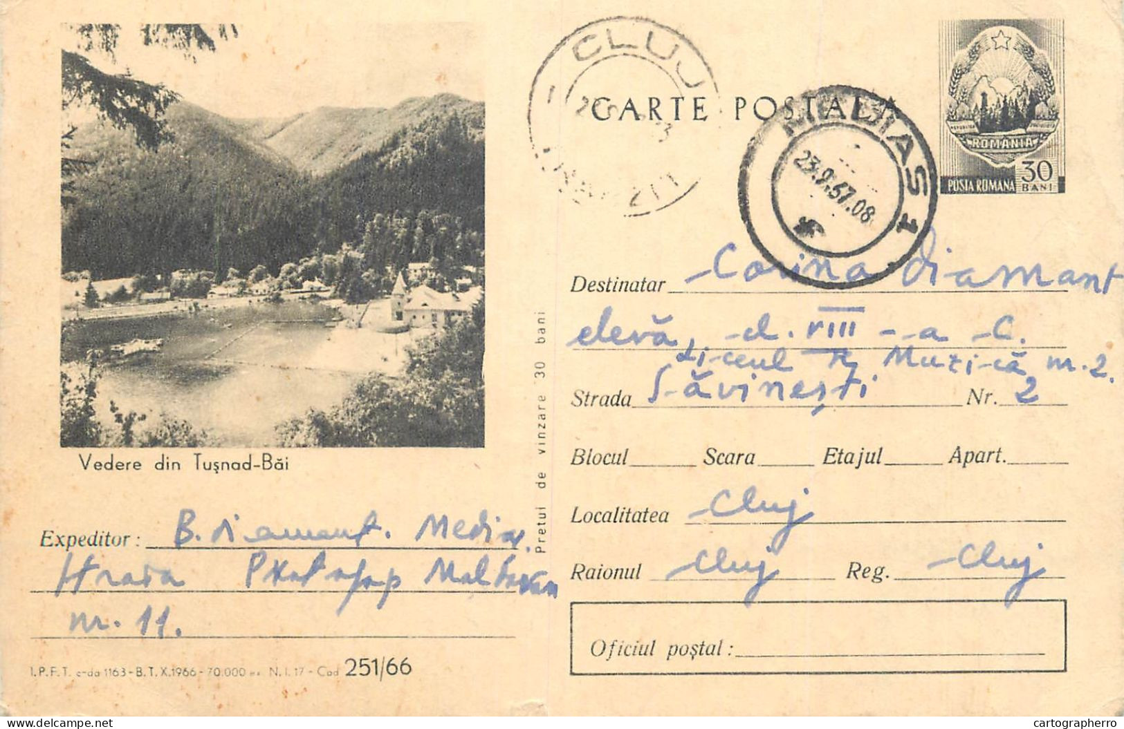 Postal Stationery Postcard Romania Tusnad Baths - Rumania