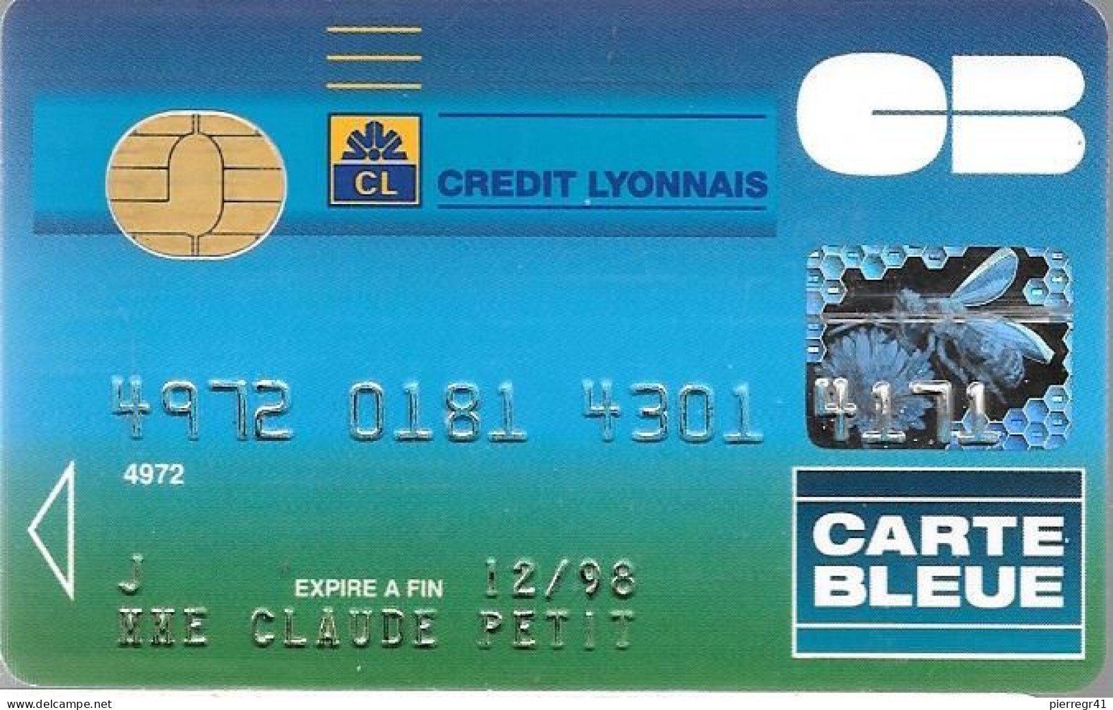 -CARTE-PUCE SOLAIC-MAGNETIQUE-CARTE BLEUE CREDIT LYONNAIS-Exp 12/98-V°Solaic08.96-  TBE-RARE - Disposable Credit Card