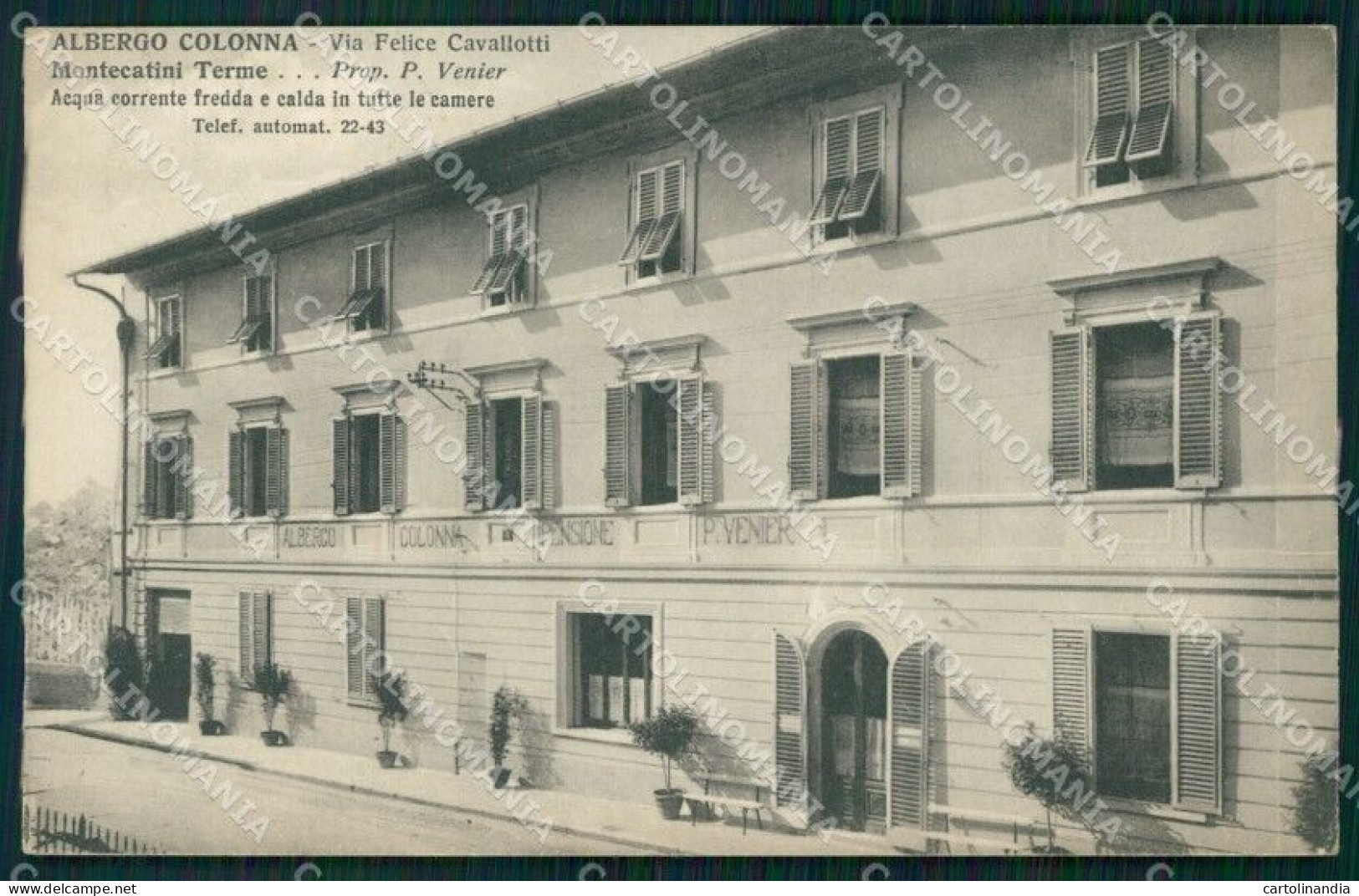 Pistoia Montecatini Albergo Colonna Cartolina WX2334 - Pistoia