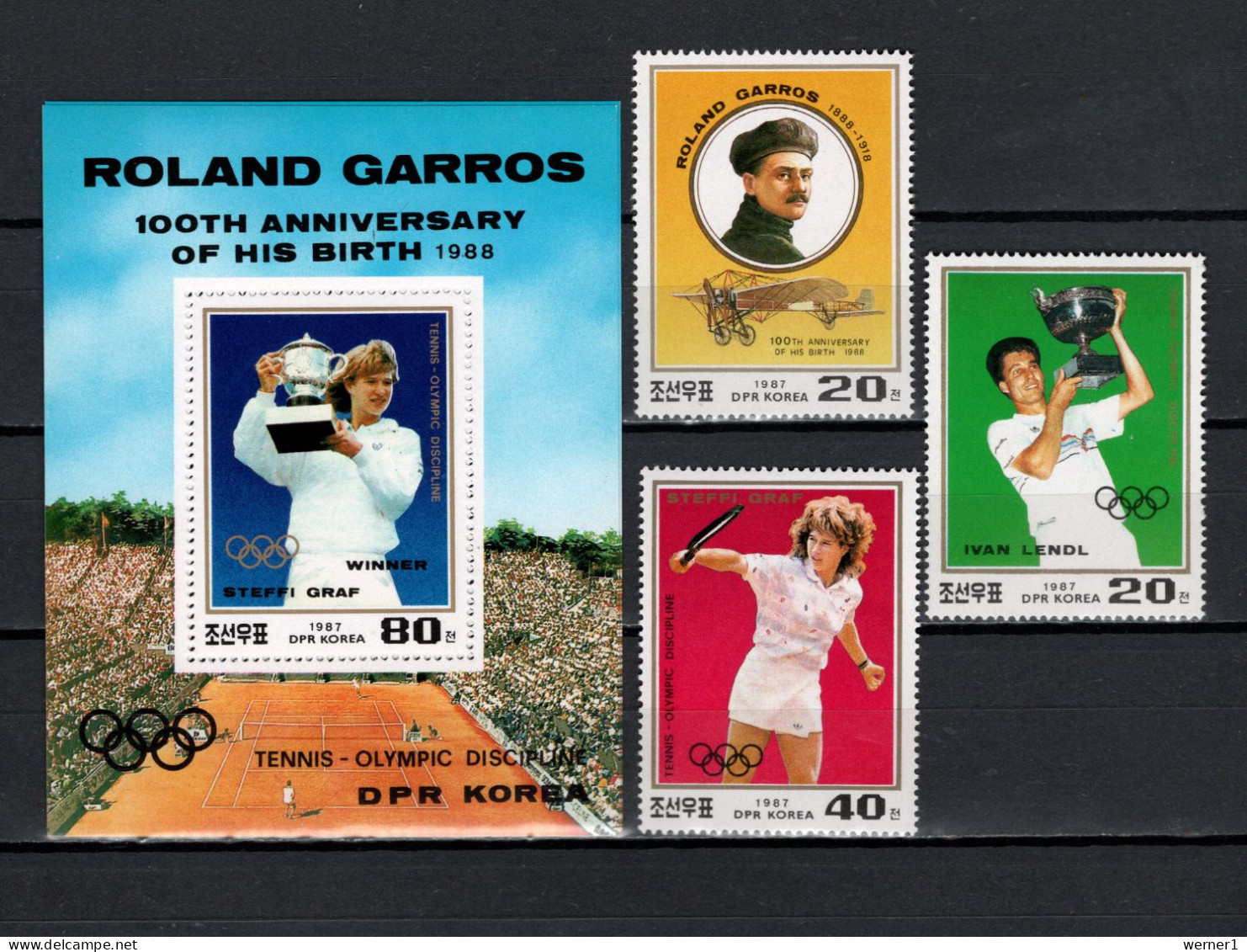 North Korea 1988 Olympic Games, Tennis Set Of 3 + S/s MNH - Verano 1988: Seúl