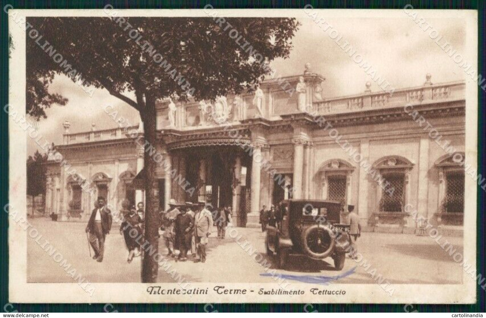 Pistoia Montecatini Stabilimento Tettuccio Auto SCOLLATA Cartolina WX2447 - Pistoia