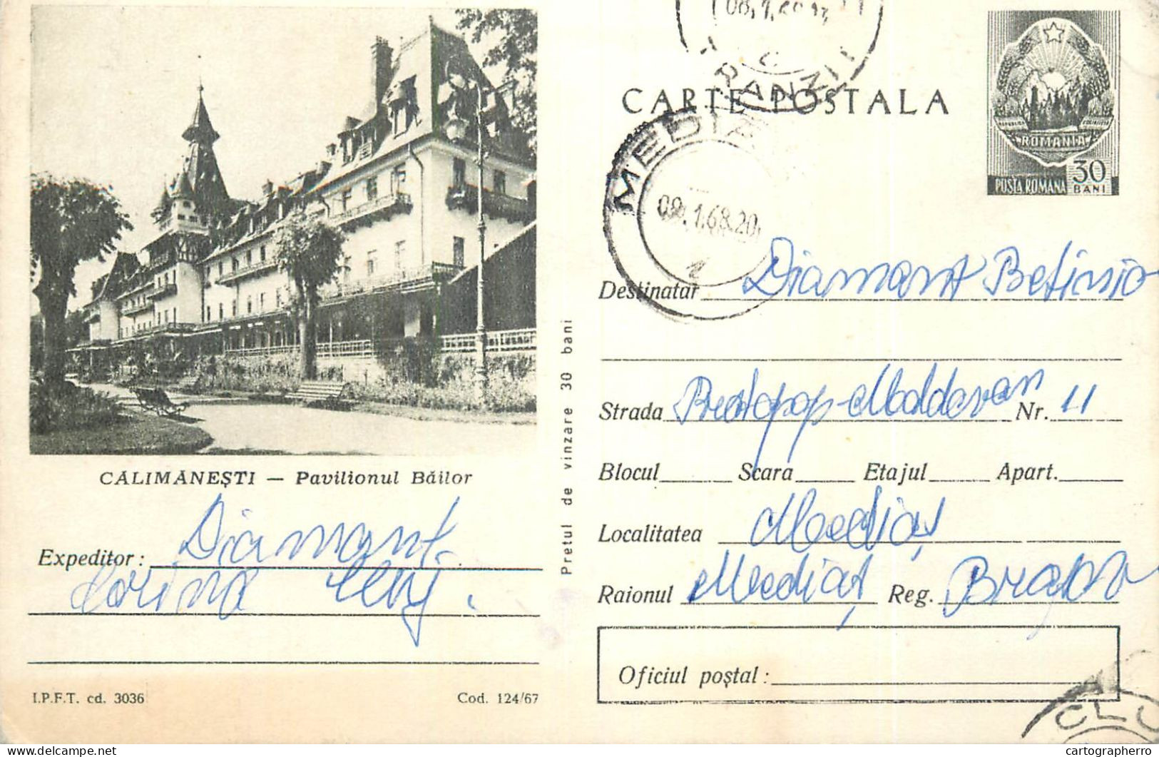 Postal Stationery Postcard Romania Calimanesti Bath Pavilion - Romania