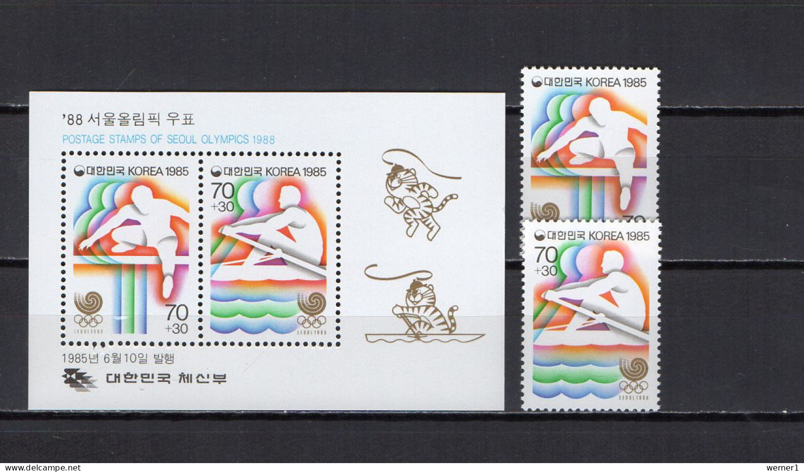 South Korea 1985 Olympic Games Seoul, Hurdles, Rowing Set Of 2 + S/s MNH - Summer 1988: Seoul