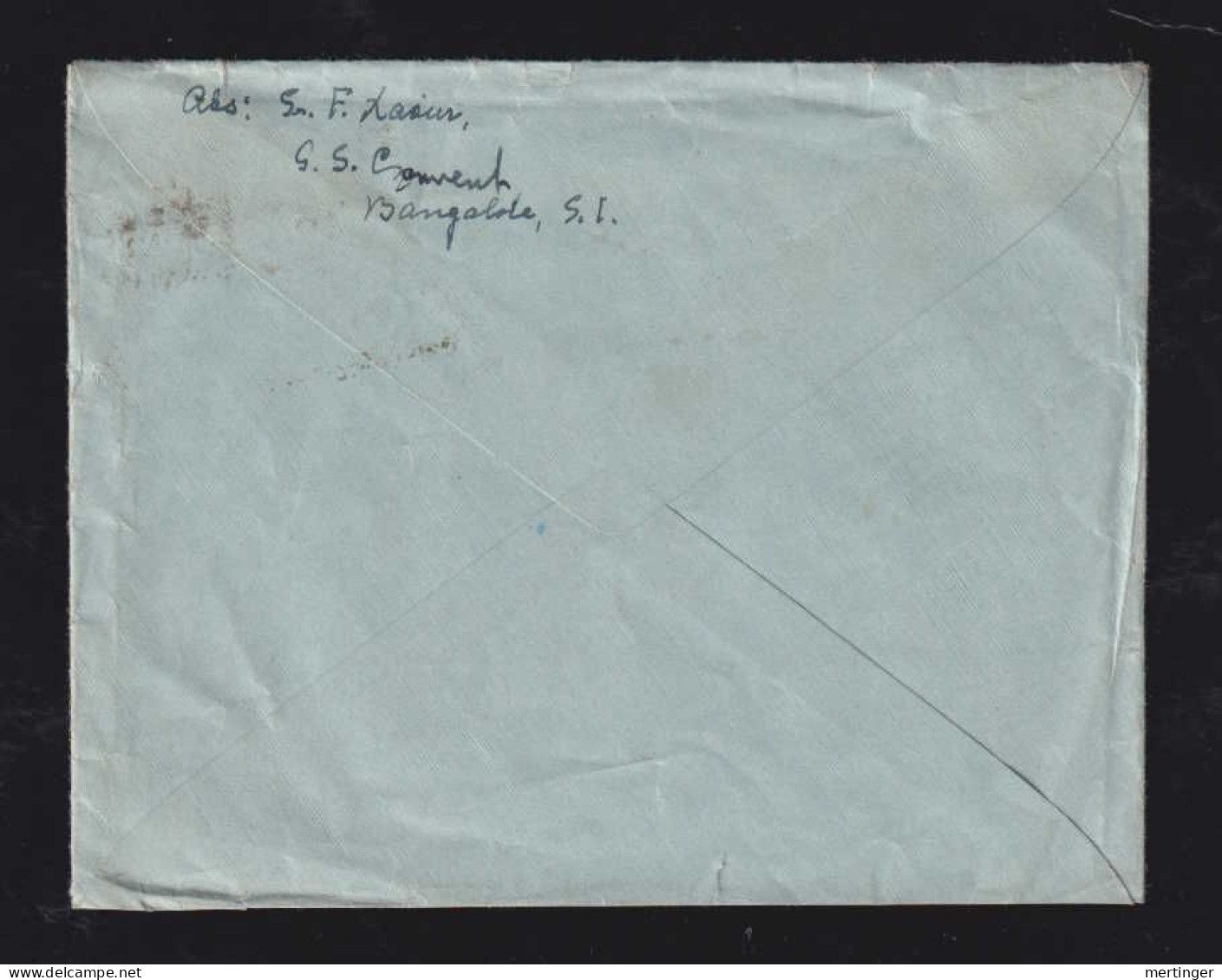 India 1949 Cover BANGALORE X RANGENDINGEN 3 ½A Gandhi Stamp - Briefe U. Dokumente
