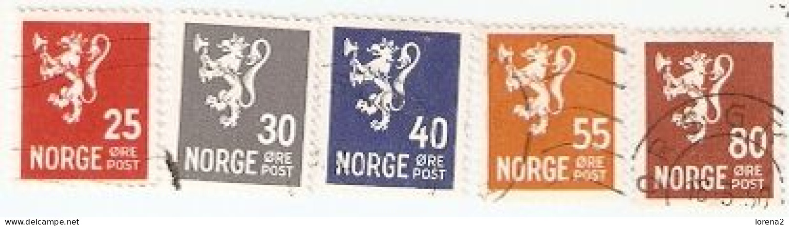 Sellos Usados Noruega. Yvert Nº 288-92. Serie Básica. 2noruega-288-92u - Otros & Sin Clasificación