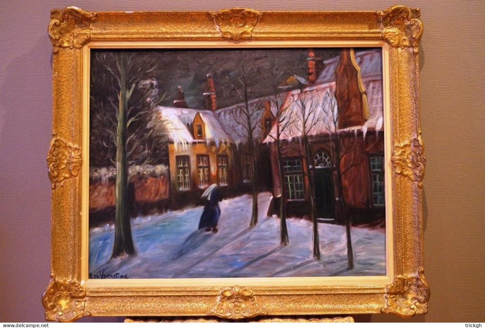 Winteravond / A. De Vriendt 1945 / Brugge - Oelbilder