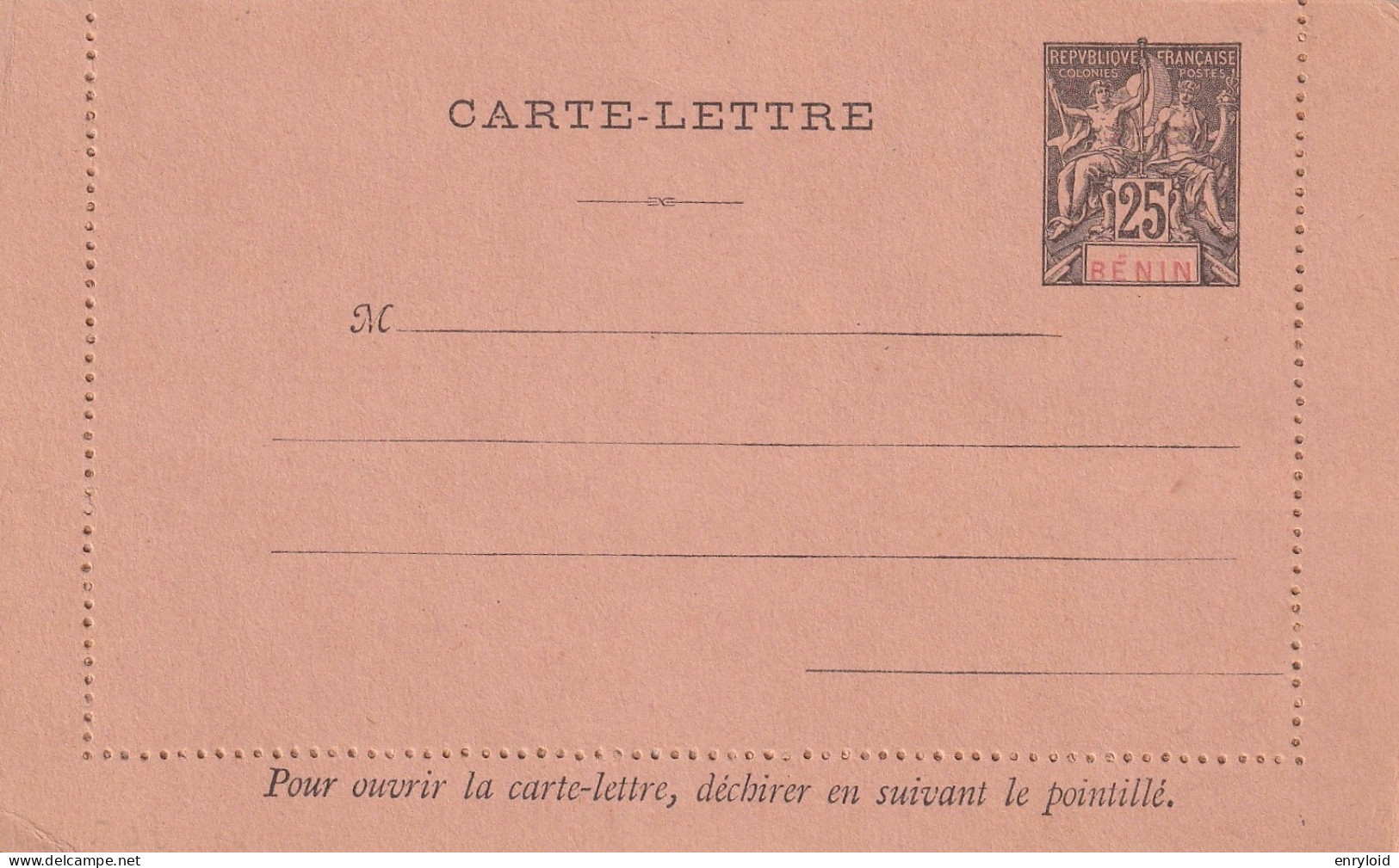 Benin Colonies Francaise Postes 25 C. Carte - - Nuevos