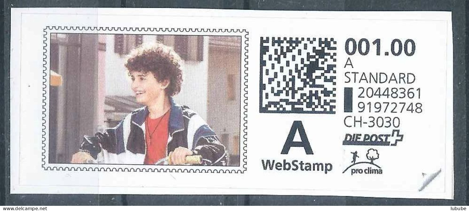 WebStamp  "Glücklicher Junge", 001.00 A Standard  (Kompensation Der Post)      Ca. 2010 - Ungebraucht