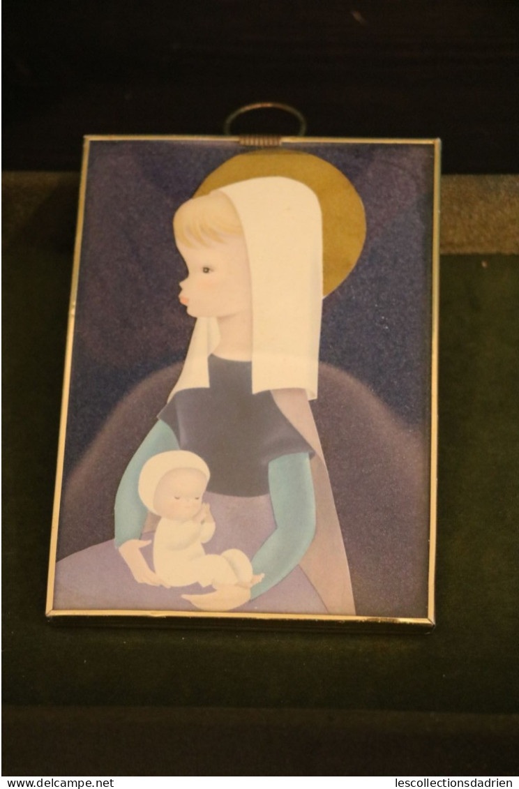 Petit Cadre Sous Verre Bombé De La Vierge à L'Enfant - Années 60 De Chez Artilux - Vintage Religious Frame - Godsdienst & Esoterisme