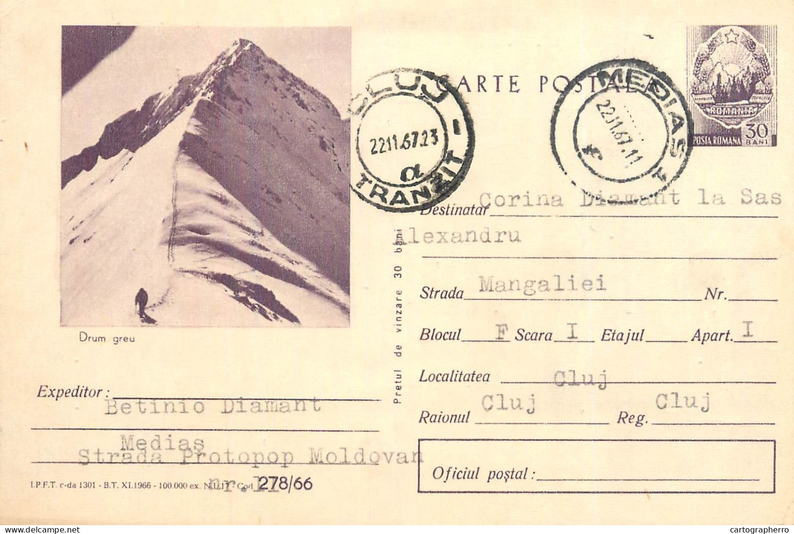 Postal Stationery Postcard Romania Mountain Scene - Romania