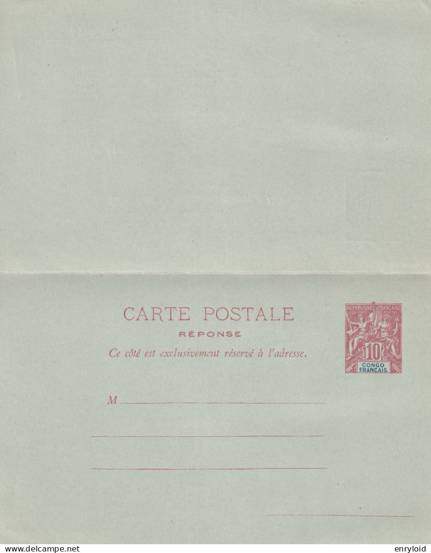 Congo Francais Colonies Francaise Postes 10 C. Carte -Lettre Reponse - Ongebruikt