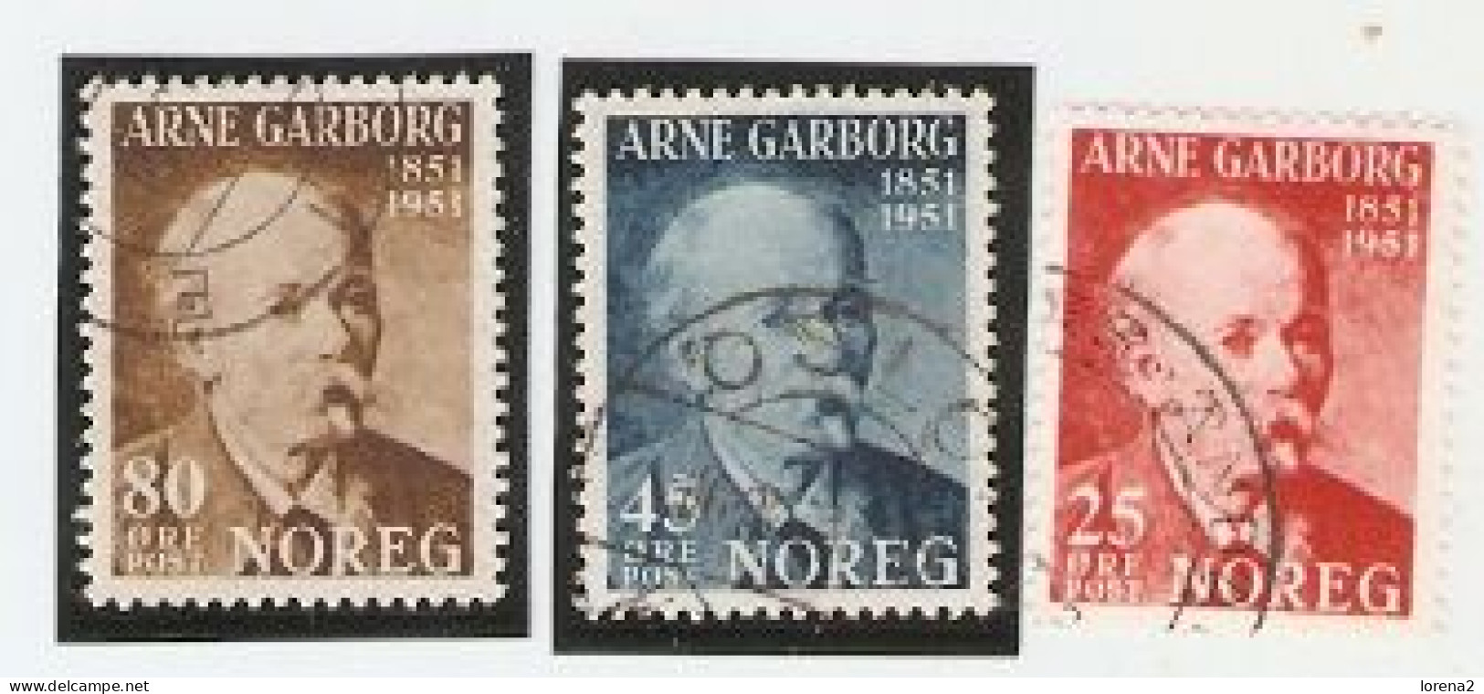 Sellos Usados Noruega. Yvert Nº 332-334. Arne Garborg. 2noruega-332-334u - Otros & Sin Clasificación