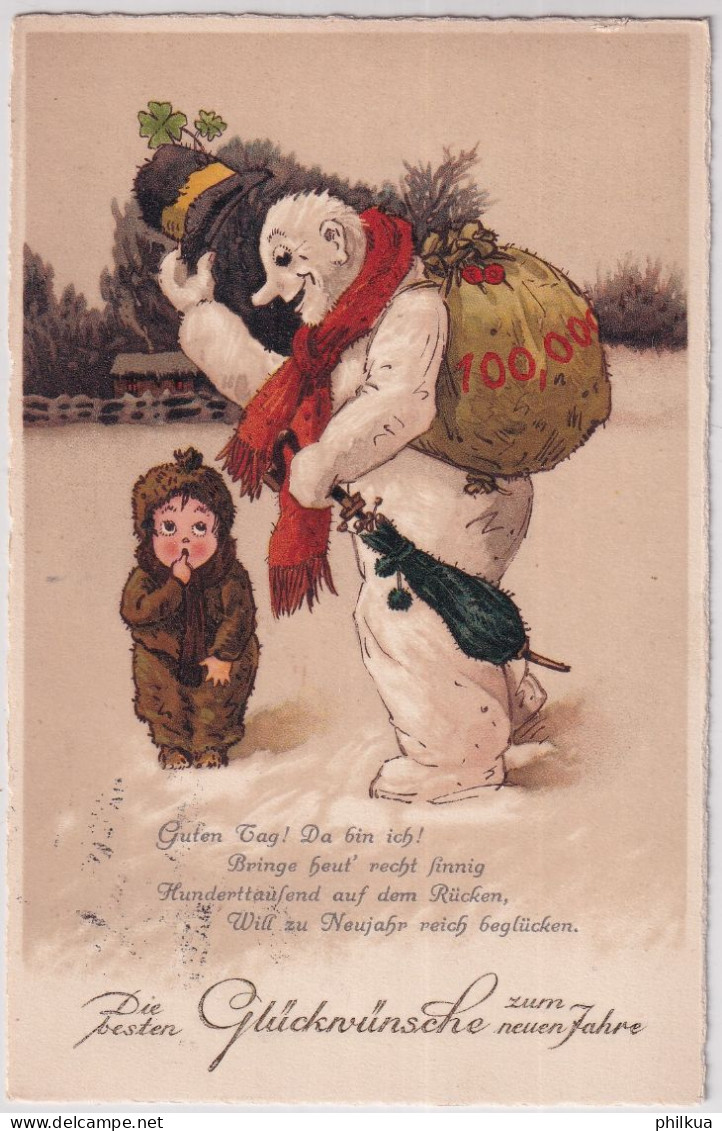 Die Besten Glückwünsche Zum Neuen Jahre - Kind Schneemann - Gelaufen 1927 Ab Bern - Neujahr