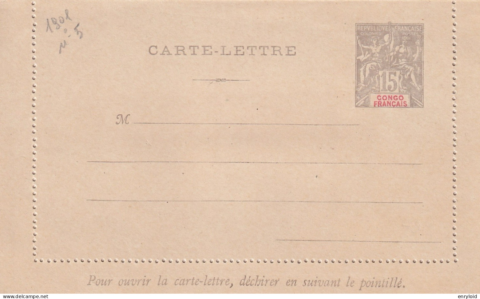 Congo Francais Colonies Francaise Postes 15 C. Carte -Lettre - Nuevos