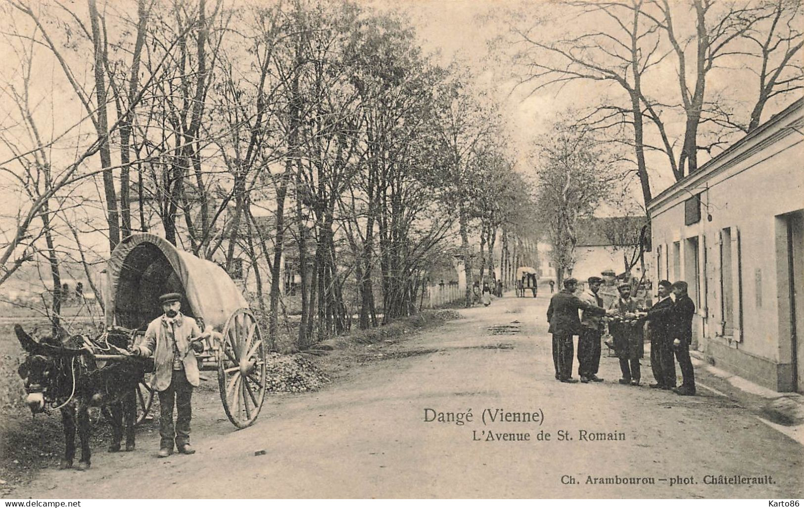 Dangé * L'avenue De St Romain * Attelage âne Villageois - Dange Saint Romain