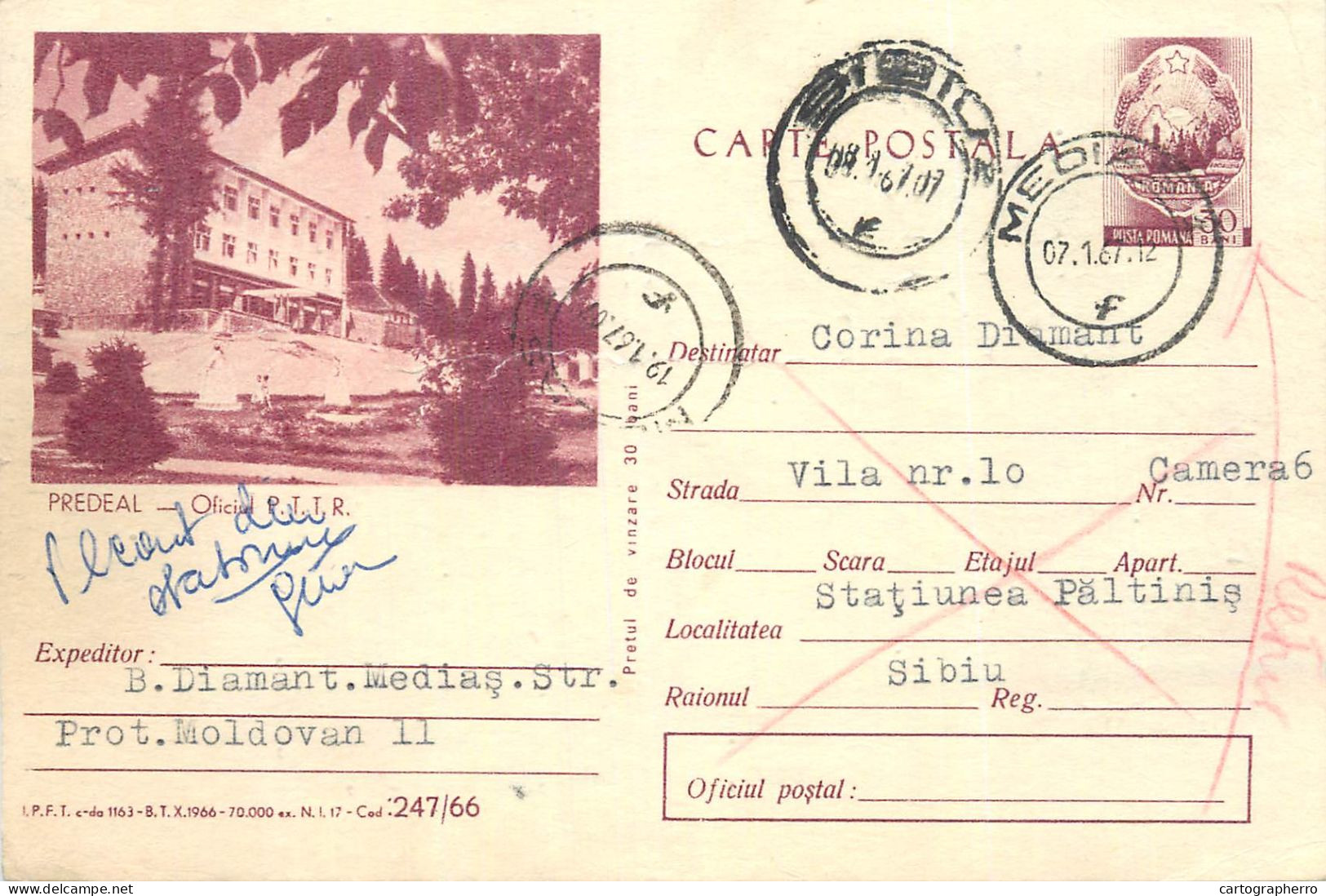 Postal Stationery Postcard Romania Predeal Oficiul PTTR - Romania