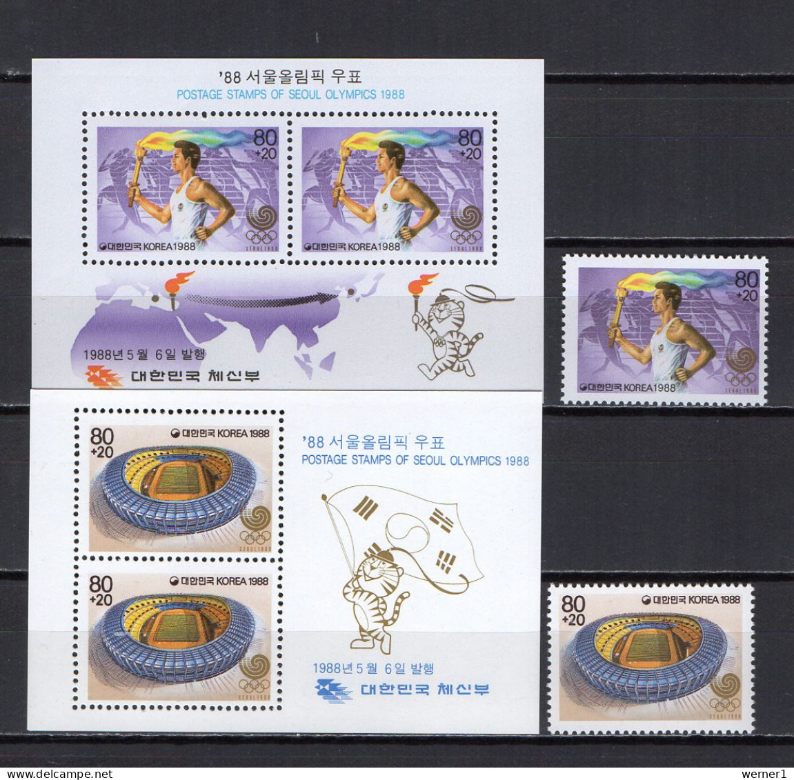 South Korea 1988 Olympic Games Seoul, Torch Run Set Of 2 + 2 S/s MNH - Estate 1988: Seul