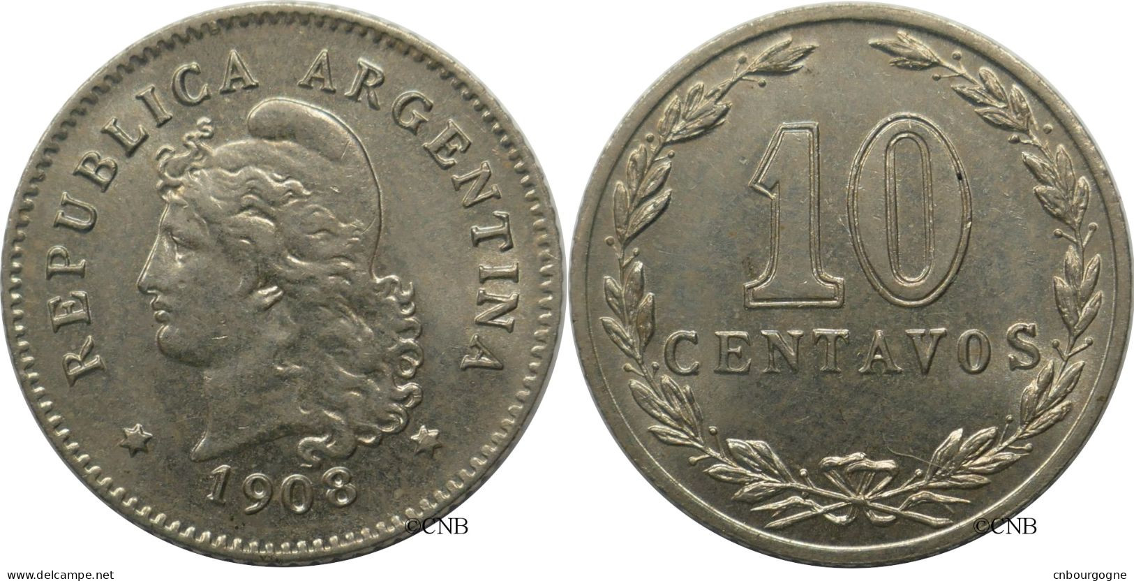 Argentine - République - 10 Centavos 1908 - SUP+/MS62 - Mon6032 - Argentine