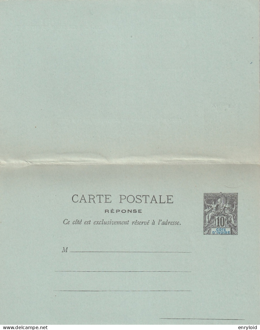 Cote D'Ivoire Colonies Francaise Postes 10 C. Carte - Réponse - Unused Stamps